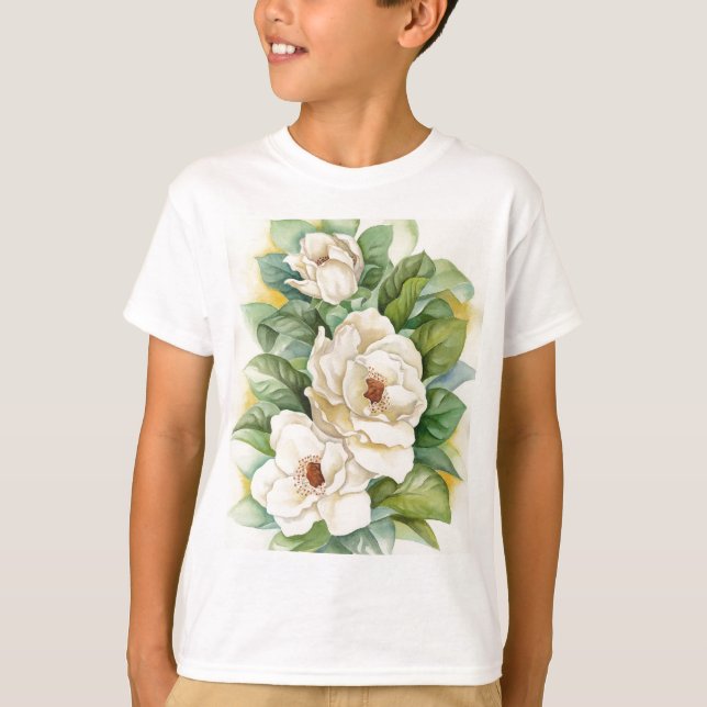 Magnolien-Blumewatercolor-Kunst - multi T-Shirt (Vorderseite)