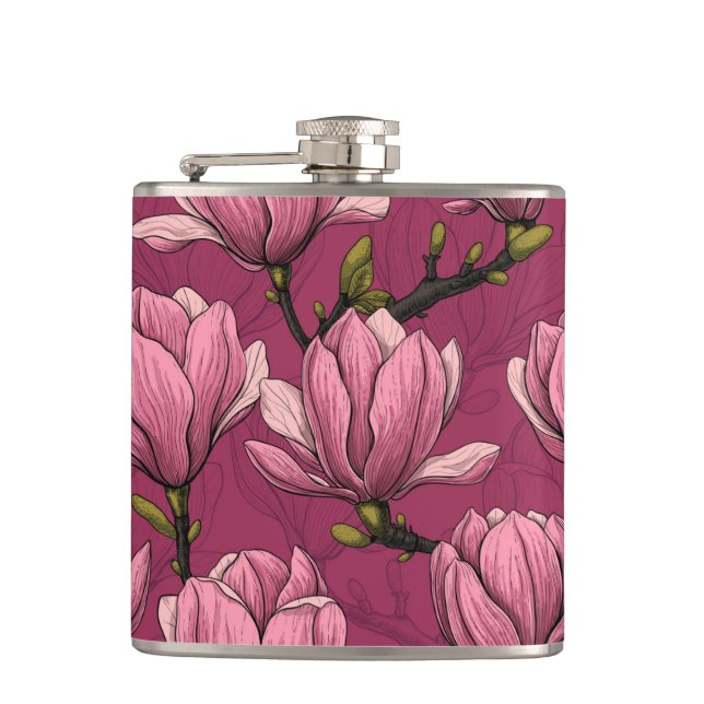 Magnolien-Garten Flachmann (Vorderseite)