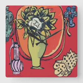 Magnolien in Vase, nach Matisse Quadratische Wanduhr