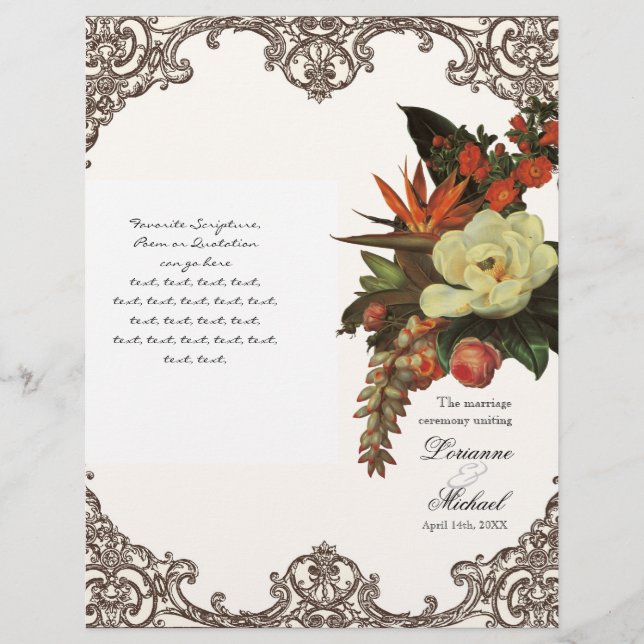 Magnolien und Strelitzie - Hochzeitsprogramm (Vorderseite)