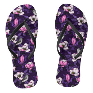 Magnolien und Titmausvogel blühen 4 Flip Flops