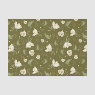 Magnolienblüten und Blätter Botanische Natur  Seidenpapier
