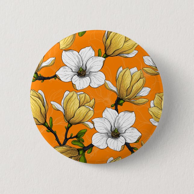 Magnoliengarten in Gelb Button (Vorderseite)
