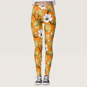 Magnoliengarten in Gelb Leggings