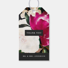 Magnolienmalerei auf Schwarz | Hochzeit Danke Geschenkanhänger