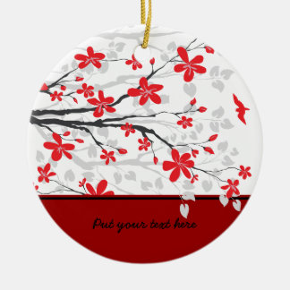 Magnolienzweig und Blume Keramik Ornament