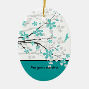 Magnolienzweig und Blume Keramikornament