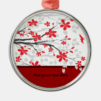 Magnolienzweig und Blume Silbernes Ornament