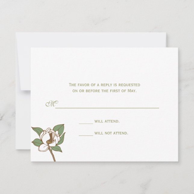 Magnolische Antwortkarte RSVP Karte (Vorderseite)