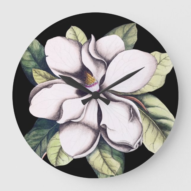 Magnolische Blume Große Wanduhr (Vorderseite)