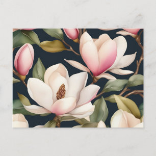 Magnolische Blume in Weiß und Rosa Postkarte