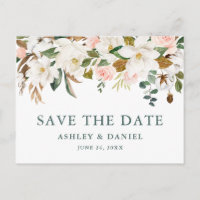 Magnolische Rose Save the Date grün