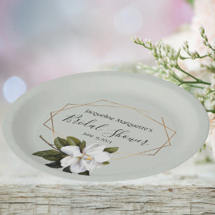 Magnolisches Brautparty mit Gold und Sage Pappteller
