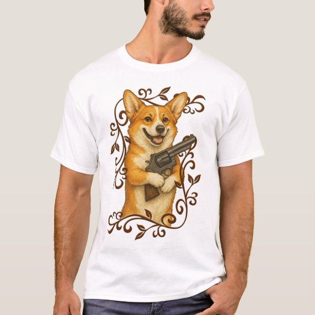 Magnum Corgi I - Scroll Border T-Shirt (Vorderseite)