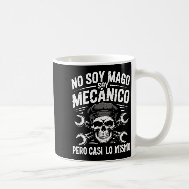 Mago Y Mecánico Funny Car Mechanic Skull Spanish V Kaffeetasse (Rechts)