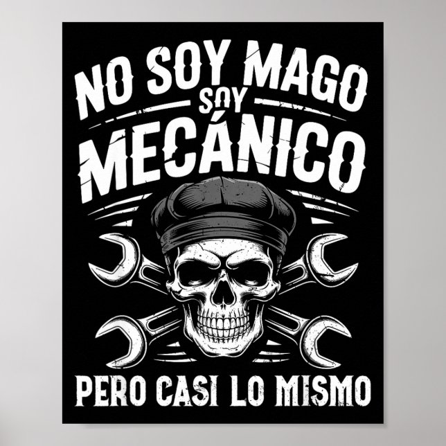 Mago Y Mecánico Funny Car Mechanic Skull Spanish V Poster (Vorne)