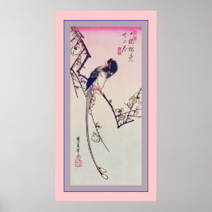 Magpie and Plum Blossoms  ~ Vintage Japanese Poster