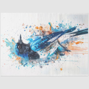 Magpie Bird Cerulean Charm Decoupage Seidenpapier