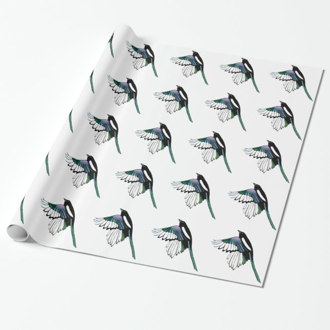 Magpie Bird im Dienste der Natur Geschenkpapier (Ungerollt)