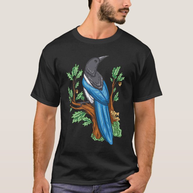 Magpie Bird Vogelbeobachter Bird sieht Niedlich Bi T-Shirt (Vorderseite)