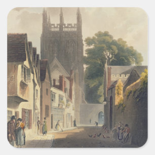 Magpie Lane, Oxford, Illustration aus dem "Histor" Quadratischer Aufkleber