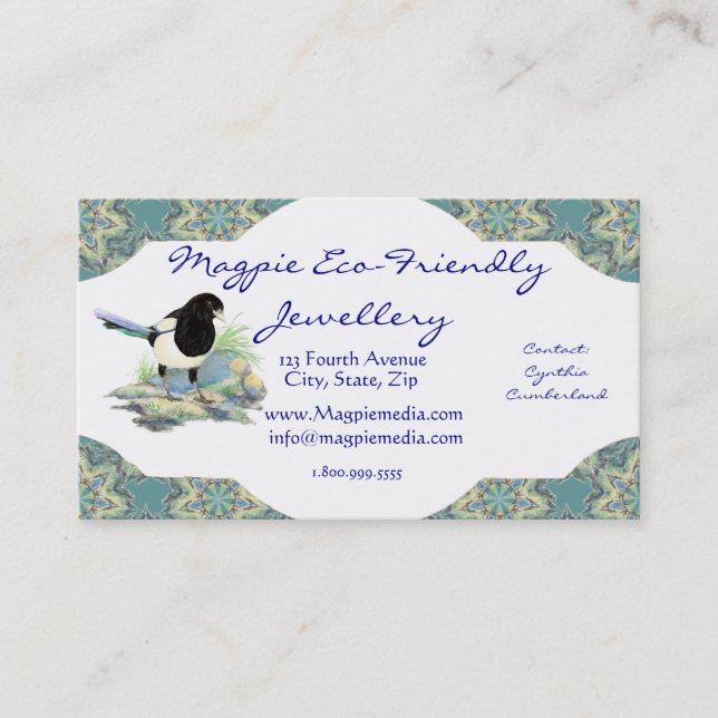 Magpie Öko Friendly Jewelry Business Card Visitenkarte (Vorderseite)