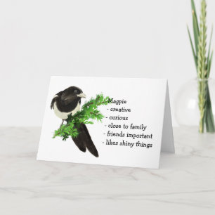 Magpie Totem, Animal Guide Funny Birthday Karte