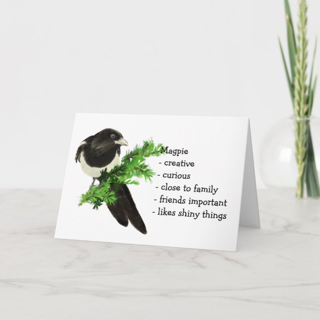 Magpie Totem, Animal Guide Funny Birthday Karte (Vorderseite)