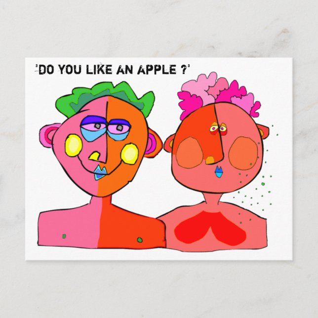 "Magst du einen Apfel?" Postkarte (Vorderseite)