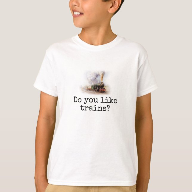 "Magst du Züge?" Kid's T - Shirt (Vorderseite)