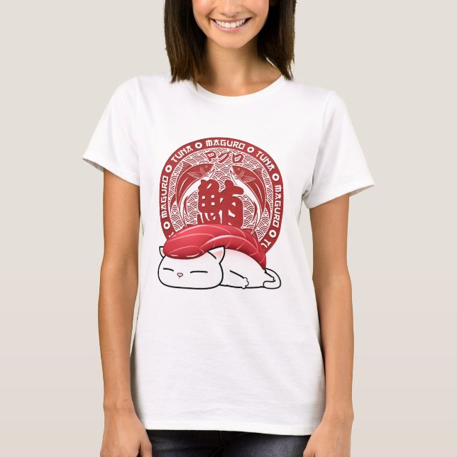 Maguro Tuna Sushi Cat T-Shirt (Vorderseite)