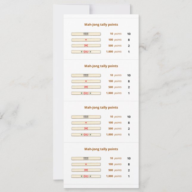 Mah-Jong-Karte mit Zählpunkten - 2 Einladung (Vorderseite)