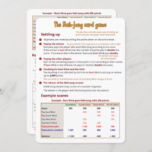 Mah-Jong-Kartenspiel - Abrechnung Einladung