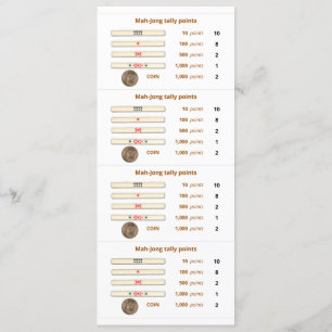 Mah-Jong Tally-Punkte-Karte - 2 (mit Münze) Einladung
