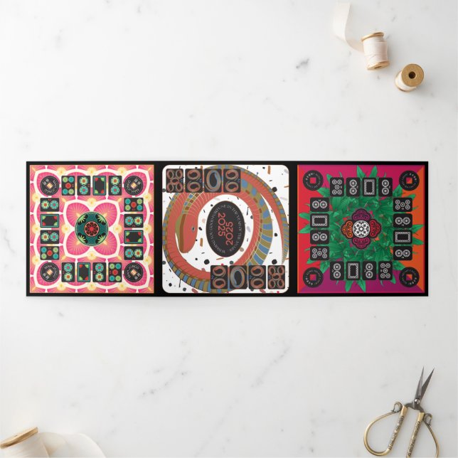 Mah Jongg 2025 Trifold Card Dreifach-gefaltete Programmkarte (Außenbereich)