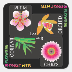 Mah Jongg 4 Blume Stickers