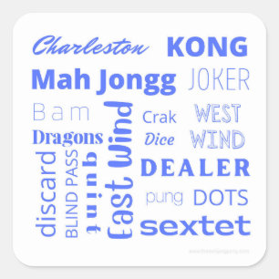 Mah Jongg Aufkleber in blau