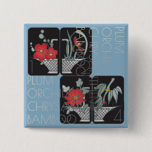 Mah Jongg Basket Brooch Button