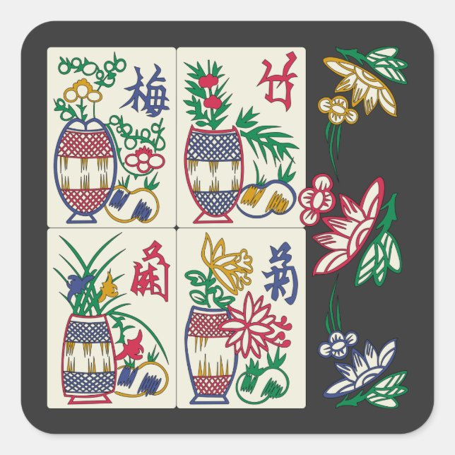 Mah Jongg Beauty Quadratischer Aufkleber (Vorderseite)