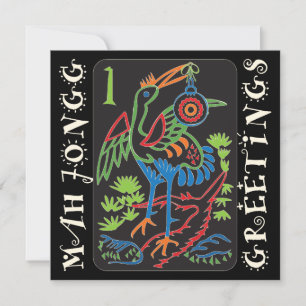 Mah Jongg Bird Greetings Flat Card Einladung