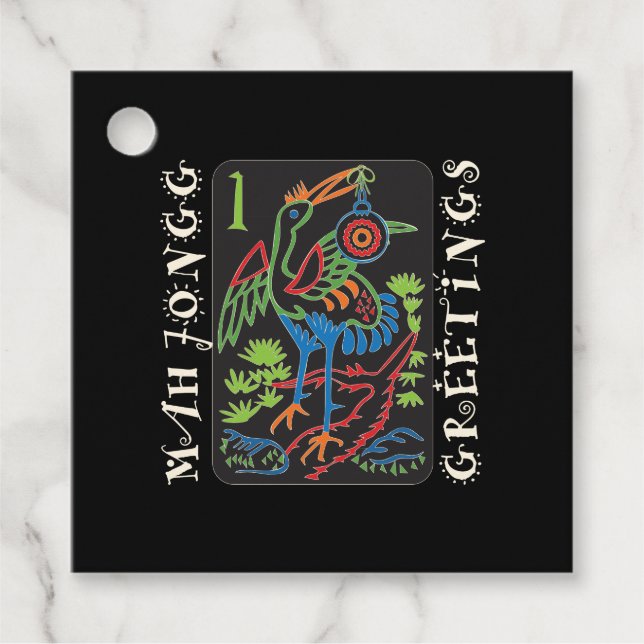 Mah Jongg Bird Grüße Tag Geschenkanhänger (Vorderseite)