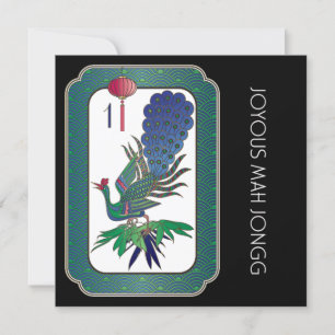 Mah Jongg Bird Holiday Flat Card Einladung