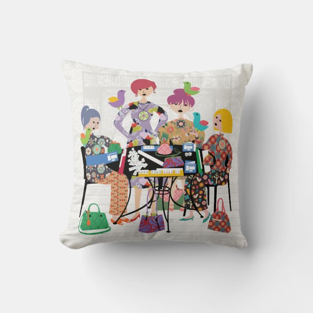 Mah Jongg Birds Pillow Kissen (Vorderseite)