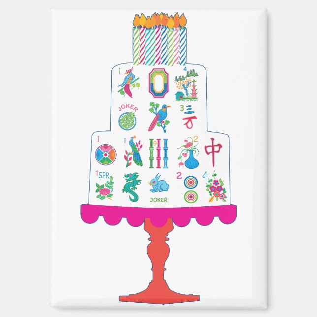 Mah Jongg Birthday Cake Magnet (Vorderseite)