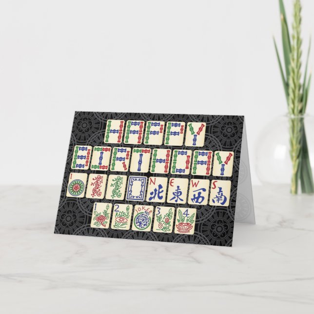 Mah Jongg Birthday Card Karte (Vorderseite)