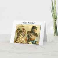 Mah Jongg Birthday Card Viktorianische Katzen