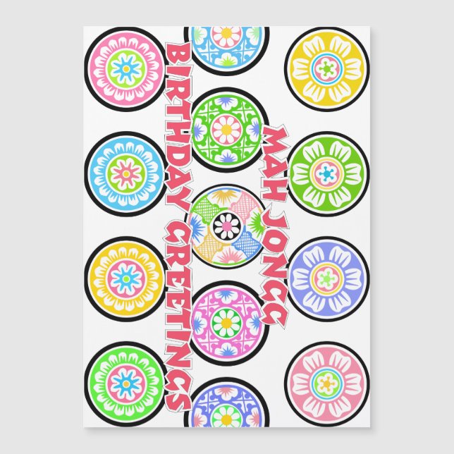 Mah Jongg Birthday Dots Magnetkarte (Vorderseite)