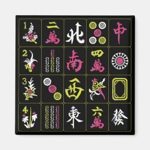 Mah Jongg Black/Fuchsia/Limon Magnet