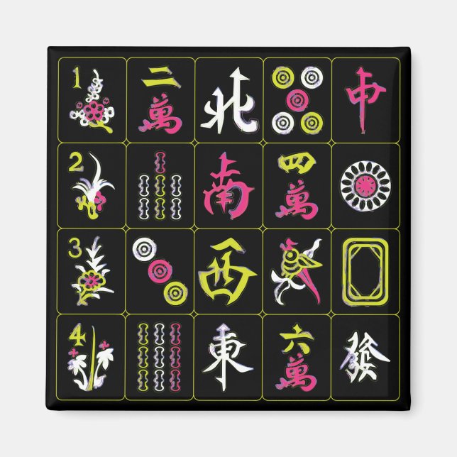 Mah Jongg Black/Fuchsia/Limon Magnet (Vorne)
