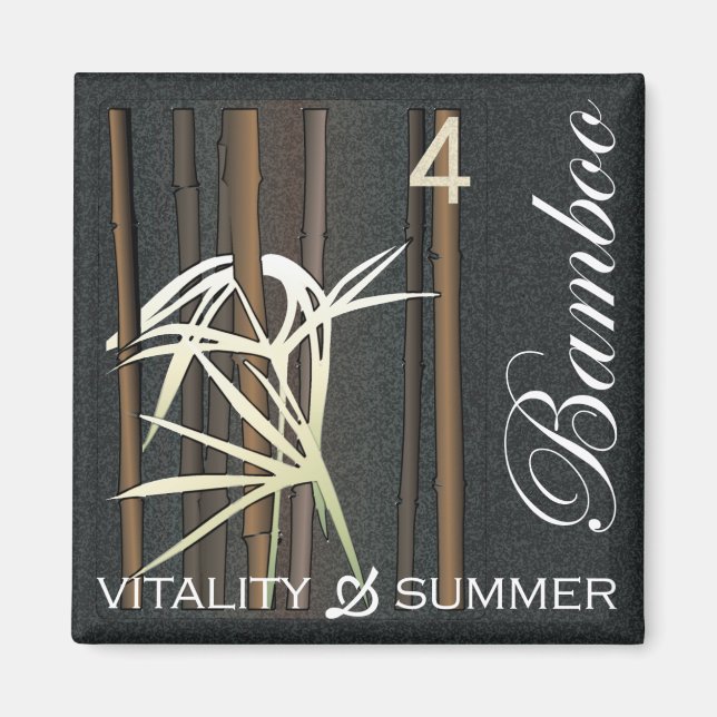 Mah Jongg Blume Bamboo Magnet (Vorne)